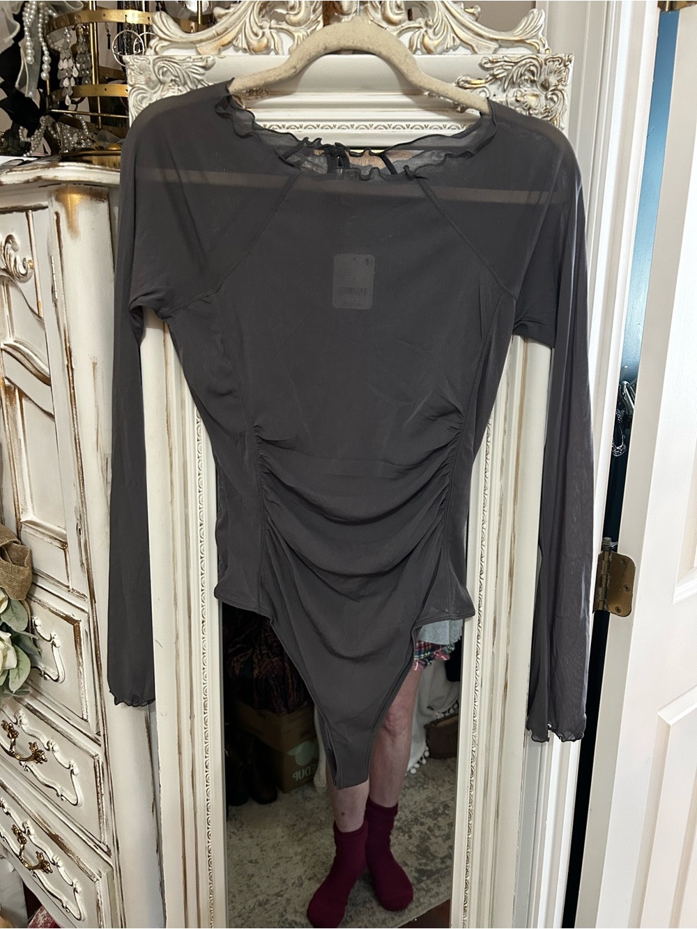 Free People There Goes My Heart Layered Mesh Bodysuit NWT Large